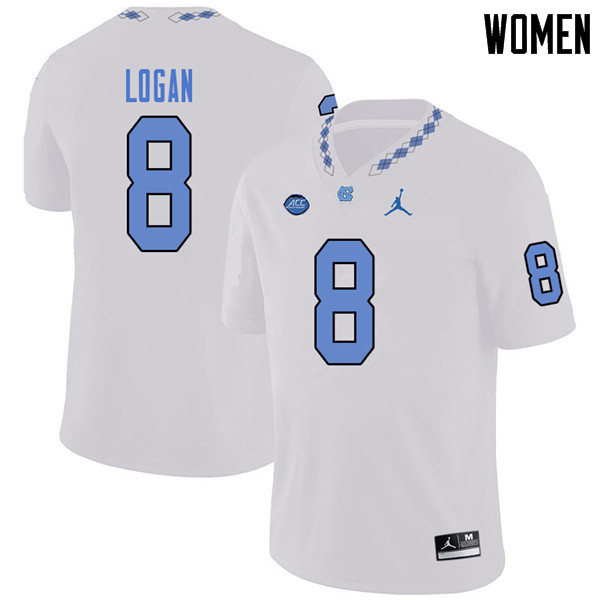 Jordan Brand Women #8 T.J. Logan North Carolina Tar Heels College Football Jerseys Sale-White